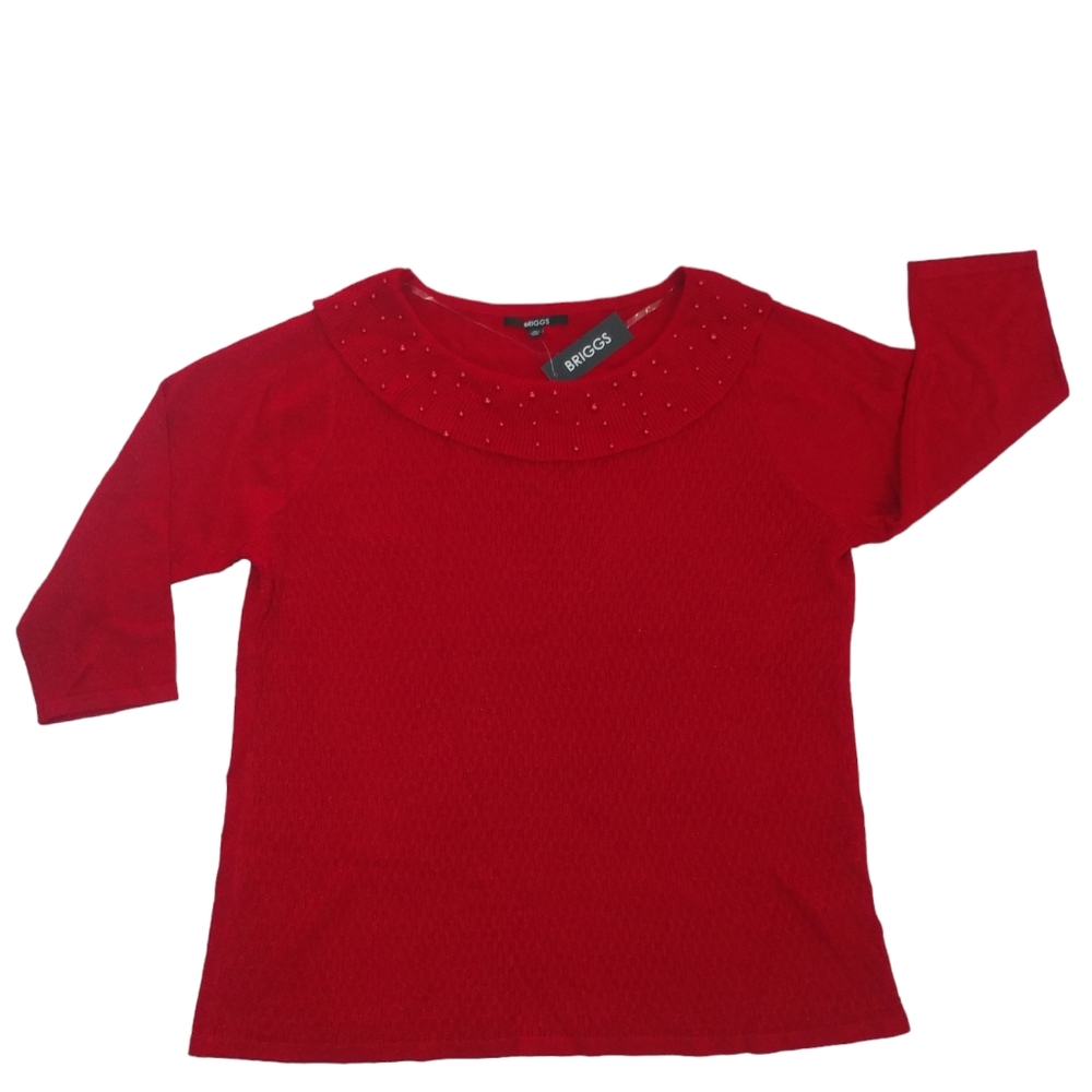 🔥Briggs Plus Size Pearl Christmas Holiday Shimmer Sweater